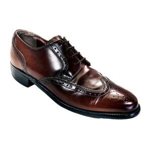 Weyenberg Massagic Vintage Shoes Wingtip Brogue Derby 8 Brown Leather 442881